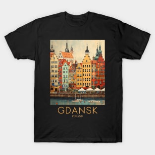 A Pop Art Travel Print of Gdansk - Poland T-Shirt